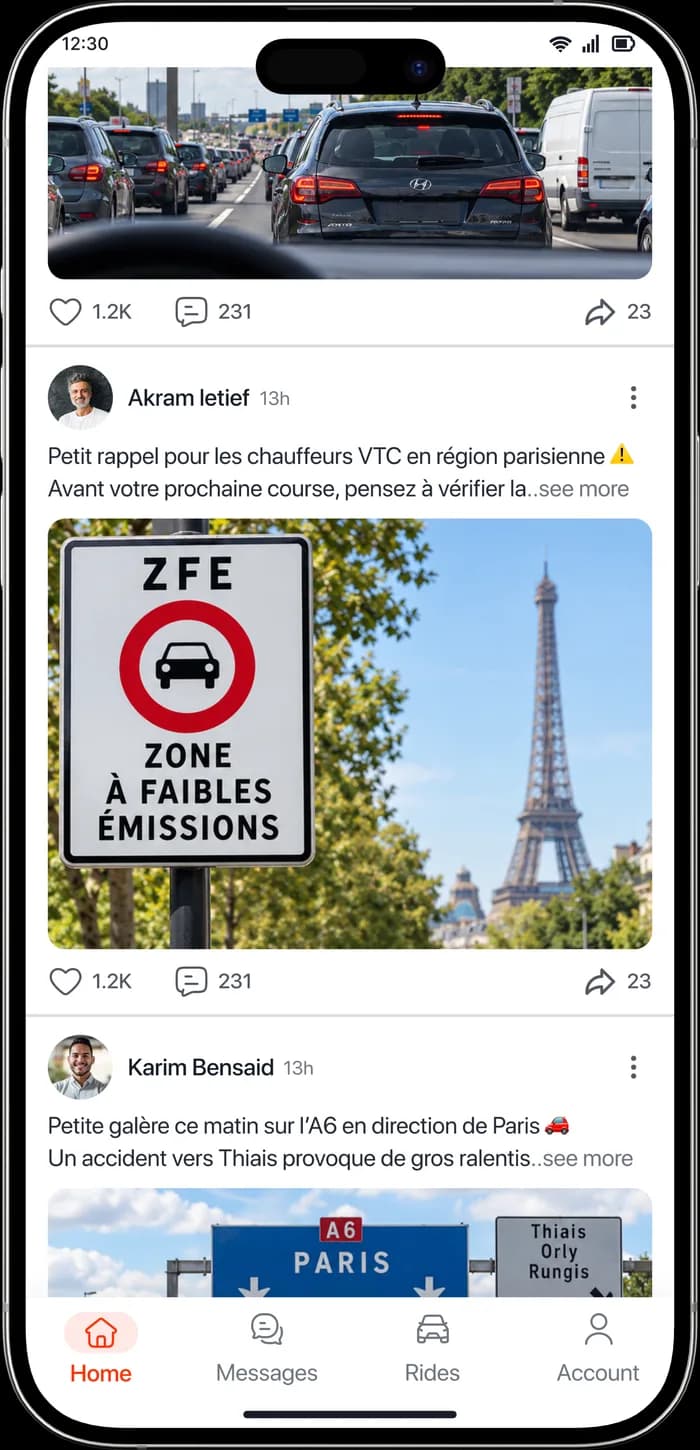 Le fil d’actualité dans l’application